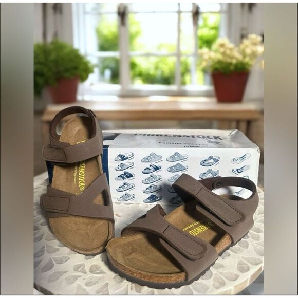 Birkenstock Bari Kinder Kids Sandals Mocha Brown EU 28 | NIB | Cork Footbed Made - Picture 1 of 9